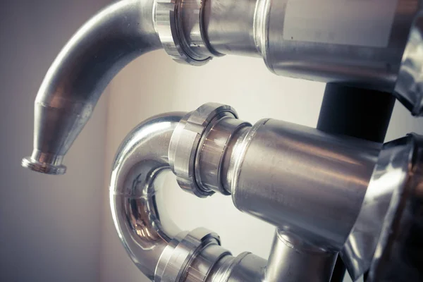 Some Stainless Steel Pipes Wine Factory — Stock Photo, Image