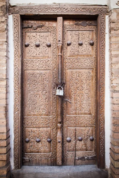 Vecchia Porta Legno Muro Mattoni — Foto Stock