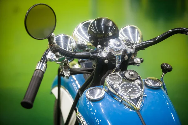 Närbild Vintage Motorcykel Styret Och Hastighetsmätare — Stockfoto