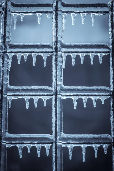 Primer Plano Una Cerca Congelada Invierno — Foto de Stock