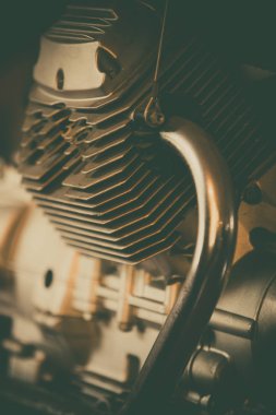 Vintage motosiklet egzoz borusu ve silindir