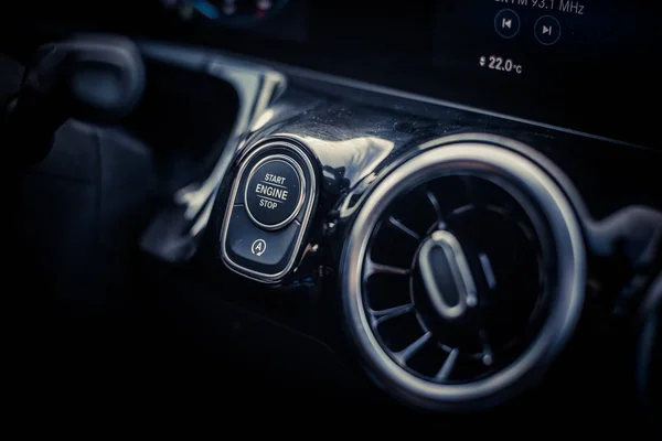 Close Hot New Car Push Start Button — Stock Photo, Image