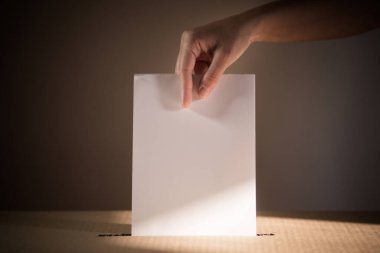 Seçimler sırasında oy veren, oy kullanan, oy kullanan bir kişinin kavramsal görüntüsü.