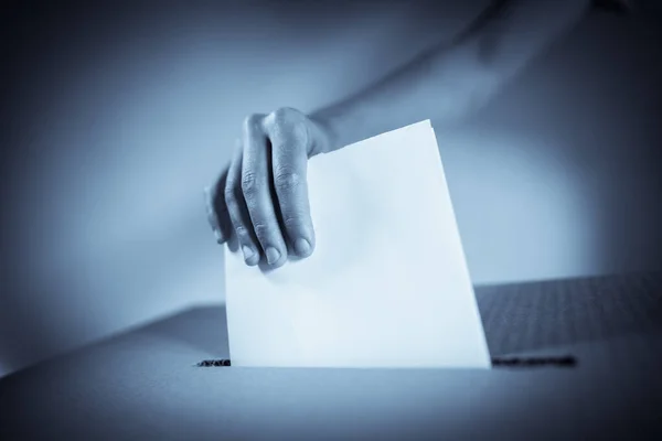 Conceptual Image Person Voting Casting Ballot Polling Station Elections — Stock Photo, Image