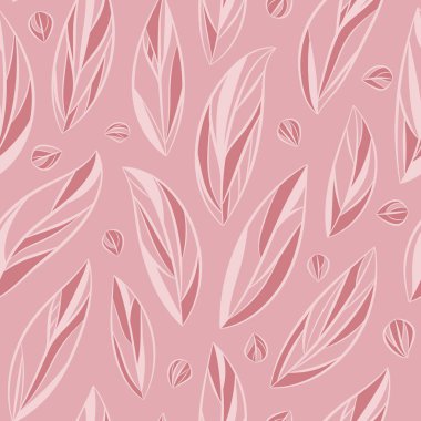 Sorunsuz vektör çiçek desenli soyut monoton kumaş, tekstil veya duvar kağıdı tasarımı için pembe bırakır. 