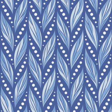 Sorunsuz vektör chevron desen kumaş, tekstil veya duvar kağıdı tasarımı için pastel mavi renkte soyut çiçek öğeleri 