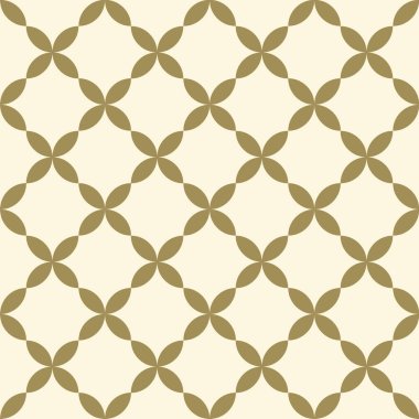 Arapça süsler dayalı soyut çiçek öğeleri ile kesintisiz geometrik desen. Kumaş, tekstil veya duvar kağıdı tasarımı için tek renkli altın-bej renklerde geometrik damalı arka plan