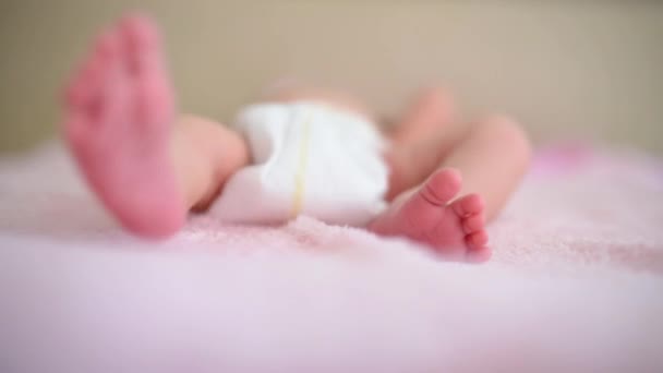 New Born Baby Boy Feet Close Up — Stock Video