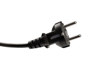 izole beyaz zemin üzerine siyah elektrik kablosu