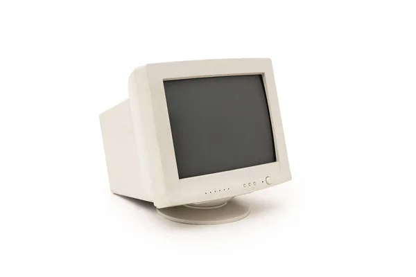 Винтажный монитор ЭЛТ компьютера на белом фоне — стоковое фото