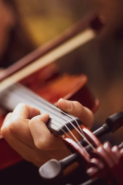 Violinista suonare il violino su sfondo esterno — Foto Stock