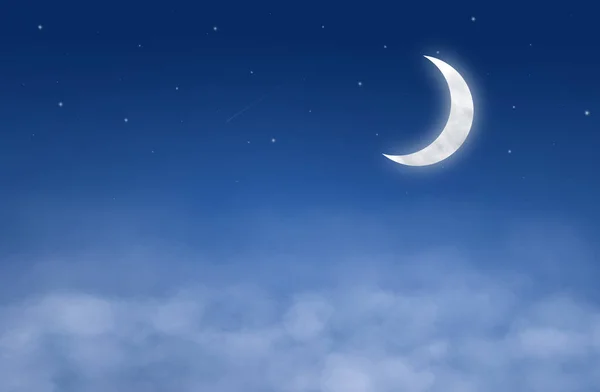 Hintergründe Nachthimmel mit Sternen, Mond und Wolken. — Stockfoto