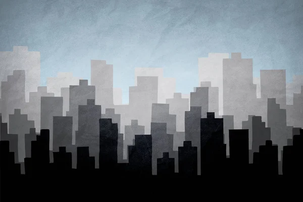 Illustration des toits de la ville.Silhouette du centre-ville et du paysage urbain — Photo