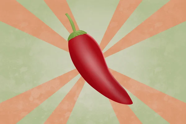 Realistic Red hot  chili pepper on retro style background. — Stock Photo, Image