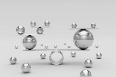 Parlak krom topları mükemmel uyum. Ekip Çalışması,Risk ve Denge kavramı. 