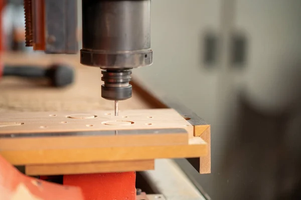 CNC Lathe machine working on wood to lathe and shaping — Stock Photo, Image