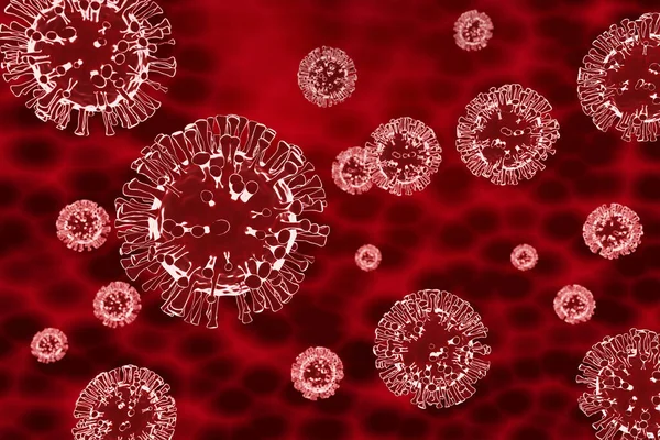 3D Illustration, Coronavirus 'un mikroskop altında görüntüsü, virüs. Corona virüsü salgını. 