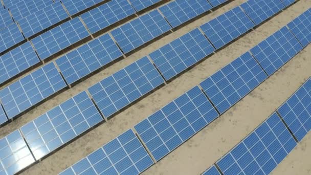 Vista aérea de vídeo 4K dos painéis de energia solar. Conceito de energia limpa e renovável para um ecossistema sustentável . — Vídeo de Stock