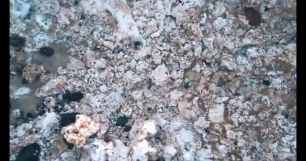 Vidéo 4K du fond et de la surface avec de l'eau cristalline propre avec des cailloux du lac Salda en Turquie. Tourisme de voyage concept. — Video