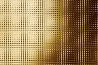 Üç boyutlu altın sarısı metalik, desen, simetrik ve geometrik soyut şekiller dokuda.