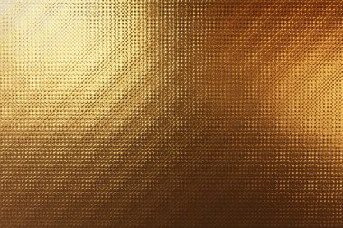 Altın sarısı desenli, simetrik ve geometrik soyut şekiller dokulu arka plan 33D İllüstrasyon