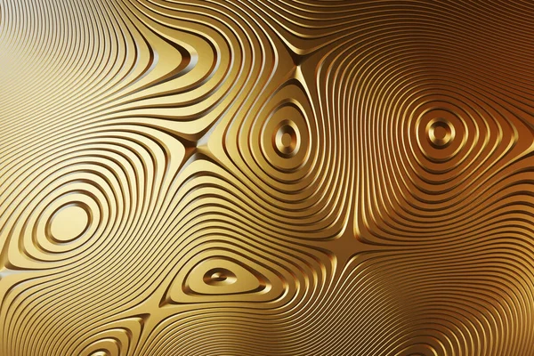 Golden yellow pattern, geometric abstract shapes on textured Background.3D Illustration — Stock Photo, Image