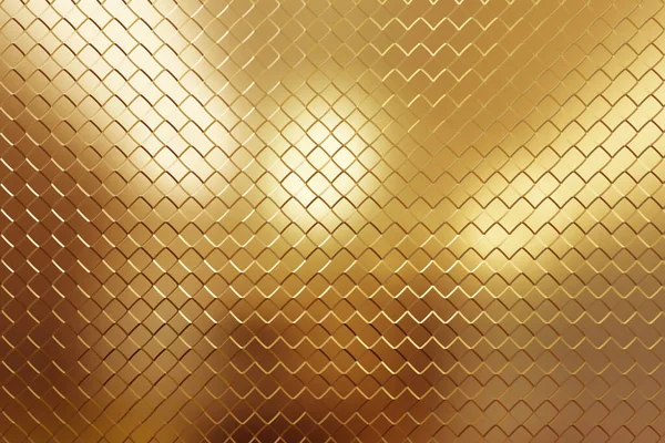 Golden yellow pattern, symmetrical and geometric abstract shapes on textured Background.3D Illustration — Stock Photo, Image