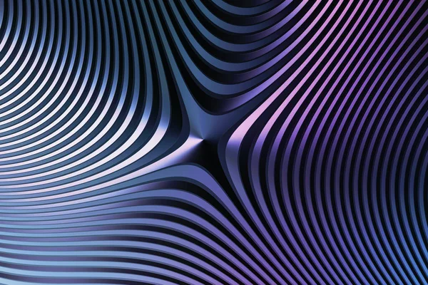 Metallic plate pattern, symmetrical and wavy abstract lines on textured Background. 3d Illustration — Stock Photo, Image