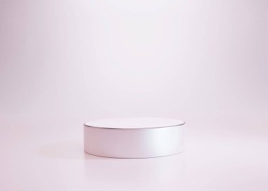 Kazanan sahnenin ya da ürün standının 3 boyutlu tasviri. Gerçekçi, şablon, model açık mavi arka planda izole edilmiş..