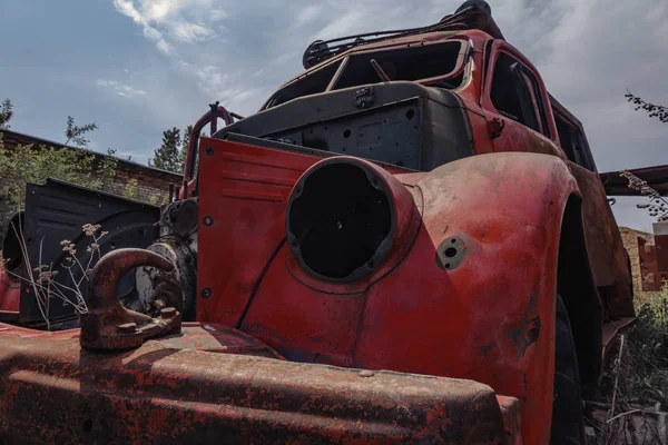 Moscow Russia 15 may 2019. Old vintage classic fire engine — Stock Photo, Image