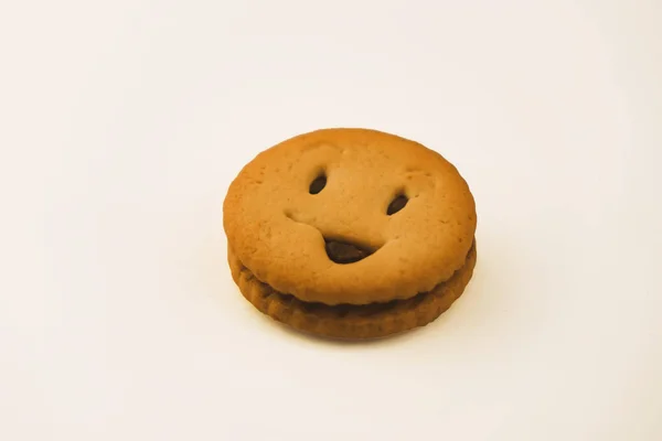 Νόστιμα μπισκότα με διαφορετικά συναισθήματα σε ένα απομονωμένο φόντο — Φωτογραφία Αρχείου