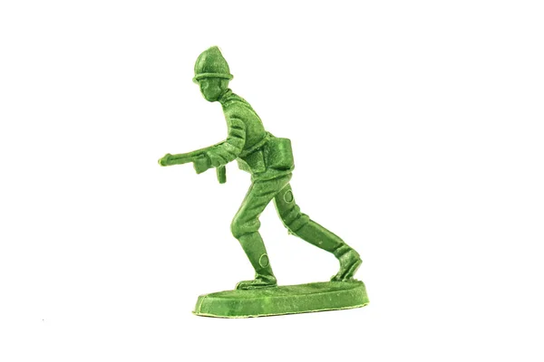 Miniature legetøj soldat på hvid baggrund, close-up - Stock-foto
