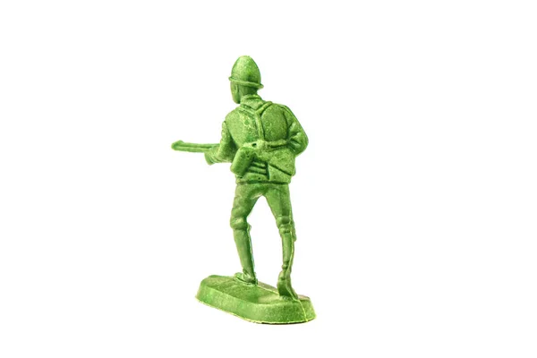 Miniature legetøj soldat på hvid baggrund, close-up - Stock-foto