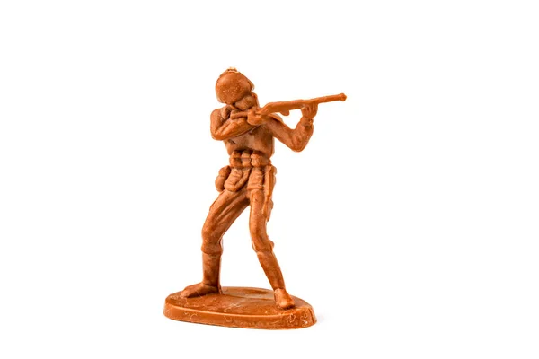 Plast legetøj soldat isoleret på hvid baggrund . - Stock-foto