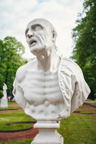 Saint-Pétersbourg, Russie - 6 juin 2019. statue blanche située dans le parc parmi les arbres — Photo