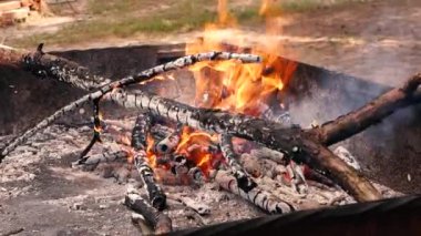 Izgarada yanan dallar