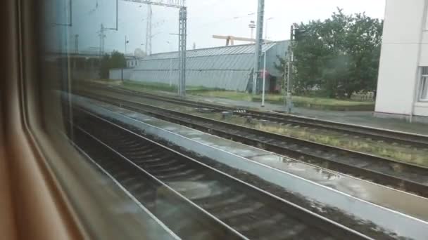 Janela de um trem em movimento Rostov Rússia 15 2020 — Vídeo de Stock