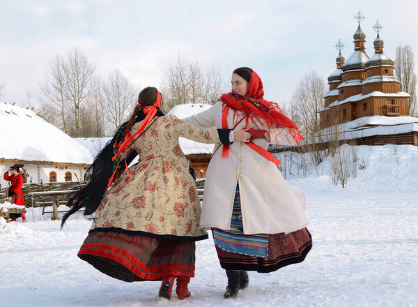Traditional Ukrainian Christmas celebration in Kiev Historical Park in 2013 year
