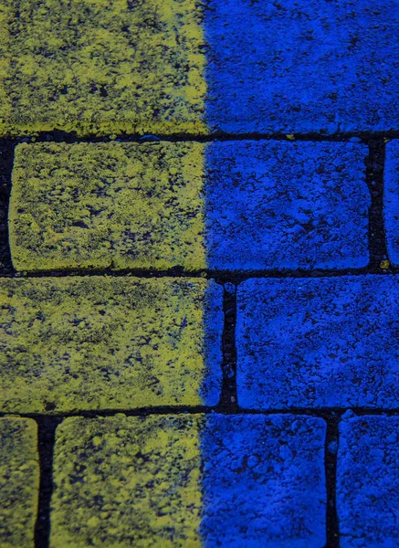 Fond de texture brique jaune et bleue à Reykjavik — Photo