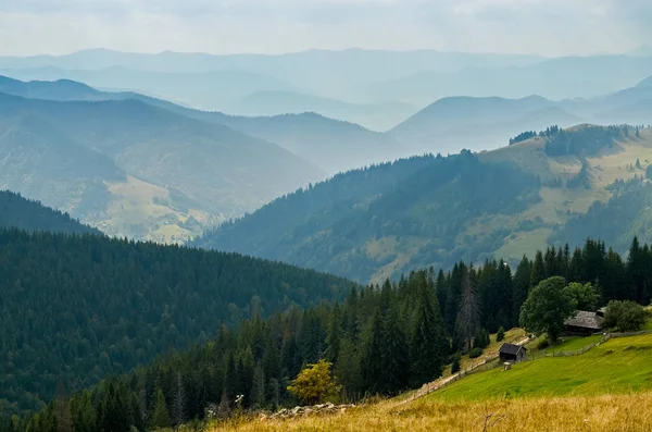 Ucrânia Picos Das Montanhas Cárpatas Montanhas Cobertas Com Florestas Sob — Fotografia de Stock