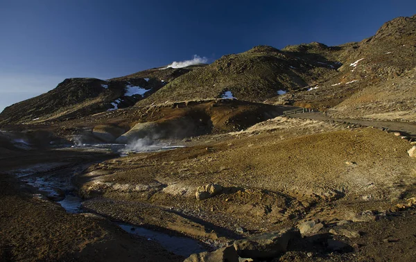 Iceland is a land of ice and fire. In the geothermal area Kerlingarfjoll one can see smoke and boiling fumaroles from the geothermal field as well as mountains covered by ice and snow.