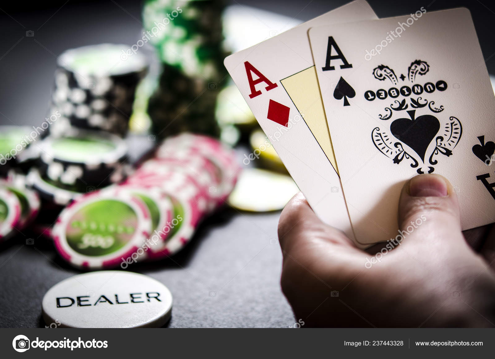 Black Table Poker Chips Cards Chip Hand – Stock Photo © yankovets@gmail.com #237443328