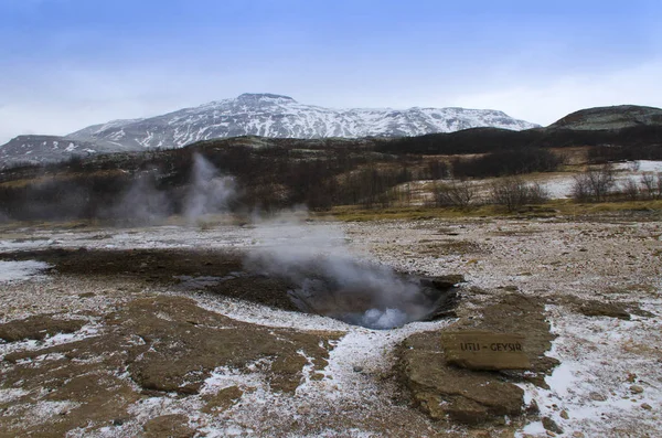 Éruption Geyser Litli Dans Partie Sud Ouest Islande Dans Zone — Photo