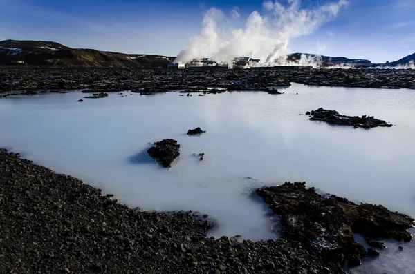 Μπλε Λιμνοθάλασσα Ένα Πλούσιο Ορυκτά Γεωθερμικής Λίμνης Βρίσκεται Στην Reykjanescany — Φωτογραφία Αρχείου