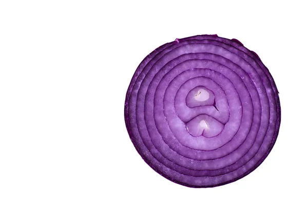 Violet Onion Slice White Background Top View Sliced Red Onion — Stock Photo, Image