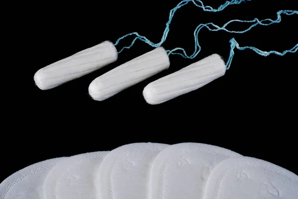 Concept Menstruel Protection Hygiénique Des Femmes Tampons Coton Sur Fond — Photo