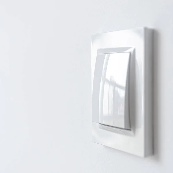 White Plastic Power Switch Apartment White Wall Repair — Stock Photo, Image