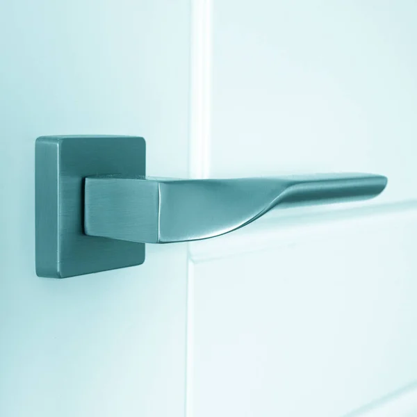Silver Metal Doorknob Mounted White Wooden Door Repair — Stock Photo, Image