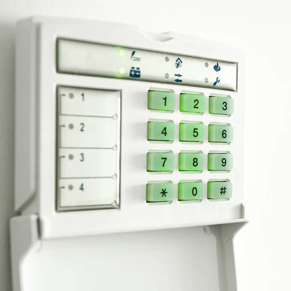 Panel Control Electrónico Del Apartamento Sistema Alarma Seguridad Oficina Con — Foto de Stock