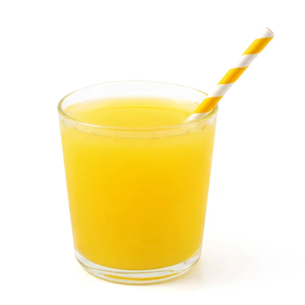 Gelbe Limonade Glas Isoliert Auf Weißem Hintergrund — Stockfoto